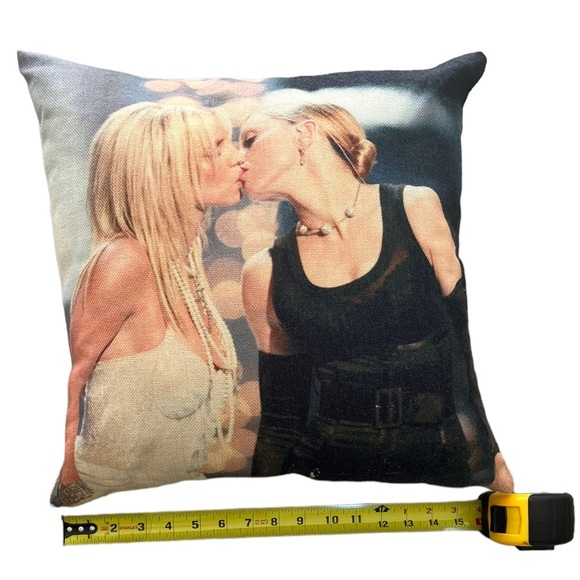 Britney Spears & Madonna VMA Kiss Accent Pillow - 16 x 16 - Picture 5 of 5